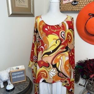 Lane Bryant Psychedelic Orange Sheer Swim Coverup